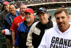 With friends at last night's Rangers game in Arlington, Texas.